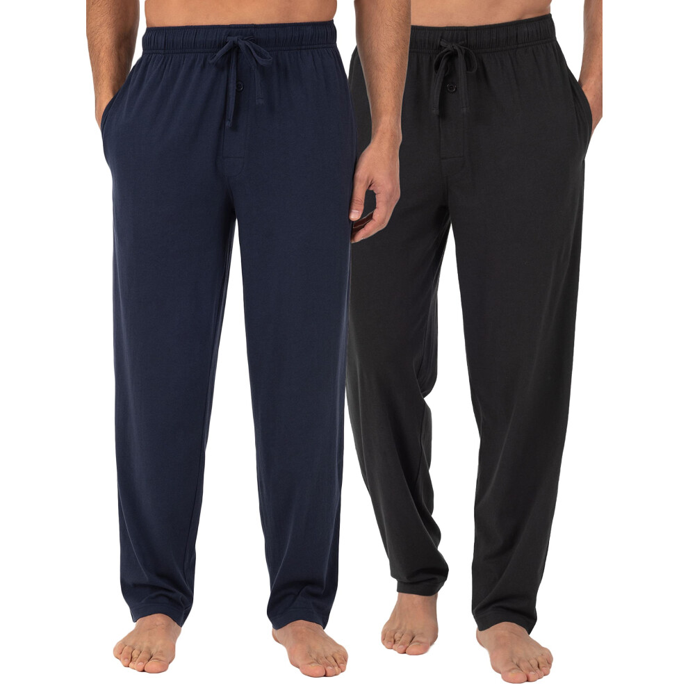 Fruit of the Loom Men's Extended Sizes Jersey Knit Sleep Pant (2-Pack)  Black/Navy  Medium