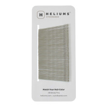 Heliums Bobby Pins - Metallic Matte Gray - 2 Inch Wavy Hair Pins Color Matched for Grey and Silver Hair 48 Count