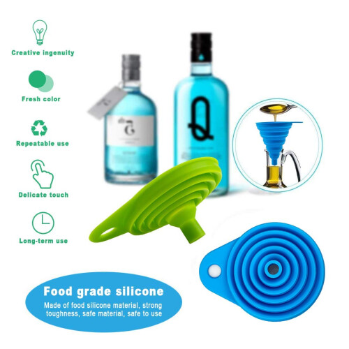 Conjunto de 2 Funis de Silicone Colapsáveis, Flexíveis para Transferência de Líquidos 2