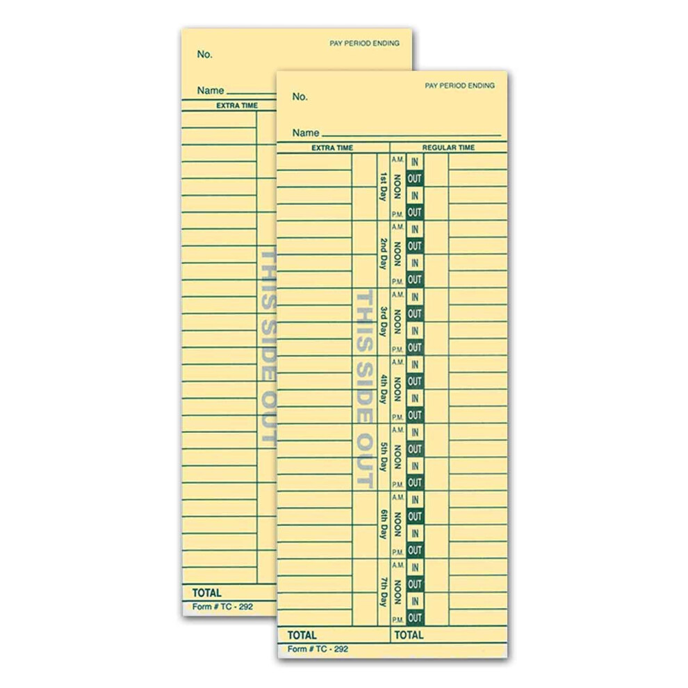 Zeiterfassungskarten (Beidseitig) (Manueller Stil) (3,5 Zoll X 9 Zoll) (Gr N) (250 Pro Packung)-image