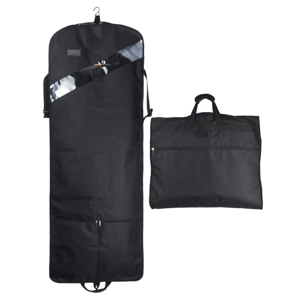 66'' Tri-fold Extra Long Dress Garment Bag  Premium & Breathable Tear-resistant Hanging Suit Cover for Travel and Storage