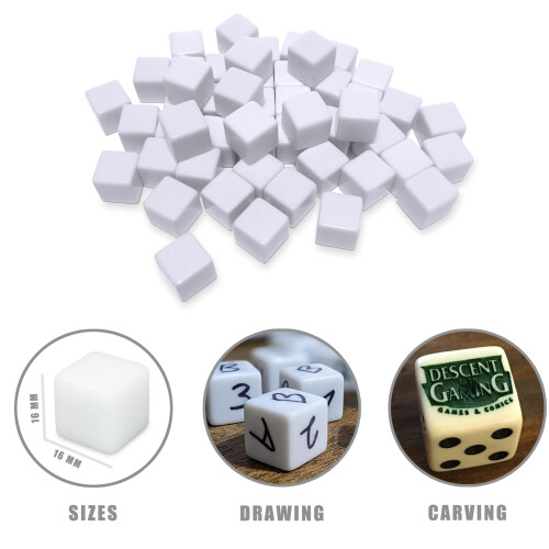 48 PCS 16MM Blank White Dice for Board Games  DIY  Fun  and Teaching 1