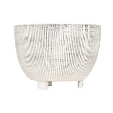 Vaso de Terracota Creme Distressed com Textura Flutada