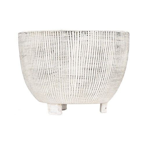 Vaso de Terracota Creme Distressed com Textura Flutada