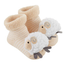 Stephan Baby Rattle Sokken Gestreepte Cr?e en Witte Lammetjes Geschikt voor 3-12 Maanden