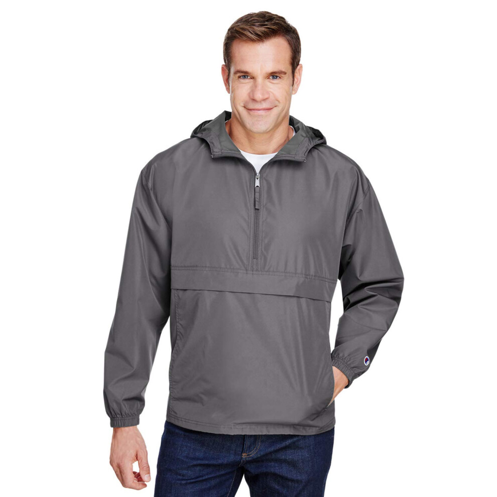 champion Mens Packable Anorak 14 Zip Jacket (cO200) -graphite -L
