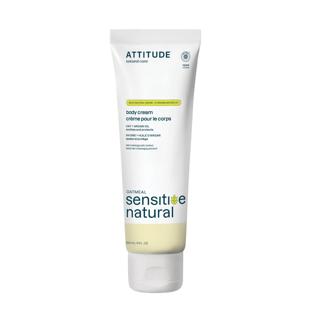 Attitude Cream Body For Sensitive Skin With Oat And Argan Oil Ewg Verified Dermatologically Tested Vegan 8 Fl Oz