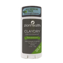 ClayDry Silk Sandalwood Vegan Deodorant Zion Health 2.8 oz Stick
