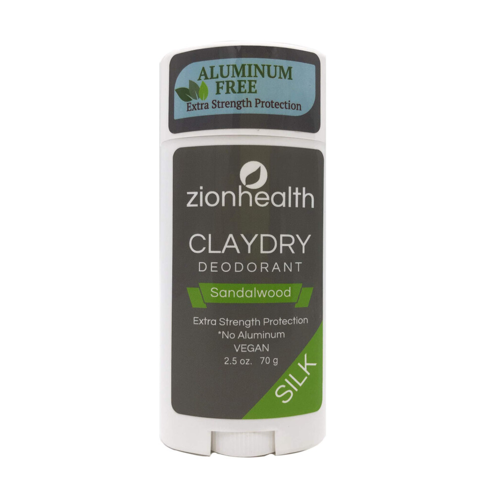 Zion Health Claydry Silk Sandalwood Vegan Deodorant 2.8 Oz Stick