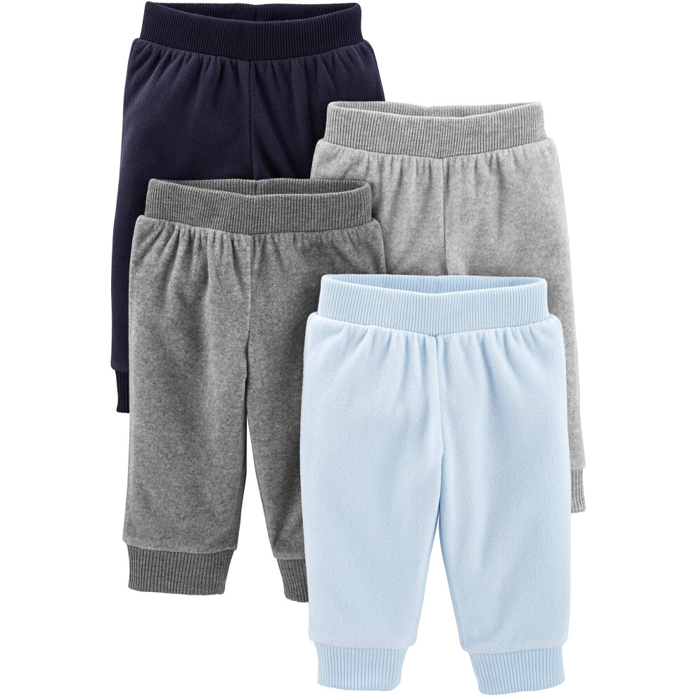 Simple Joys By Carter's Baby - Confezione Da 4 Pantaloni In Pile Per Neonati, Colore Grigio Scuro/Grigio M Lange/Azzurro/Blu Navy-image