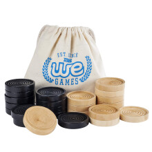 WE Games Checkers Pieces Only Wooden Checker Board Game Pieces 24 Brown and Natural Stackable Player Pieces with a Drawstring Storage Bag 2 In