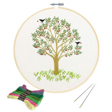 Gamme complete de kit de demarrage de broderie avec motif kit de point de croix Kissbuty, y compris un chiffon de broderie avec motif de plante,