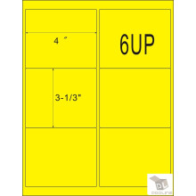 ProLine 6up 100 vellen neon fluorescerend geel internetverzendlabels 3-1/3"""" x 4"""" FBA-labels (600 labels)