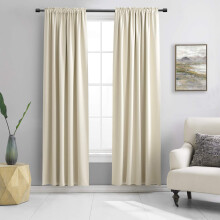 DONREN 2 Panels 84 inch Length Cream Beige Blackout Curtain Panels for Bedroom - Rod Pocket Room Darkening Thermal Insulated Curtains for Living Room