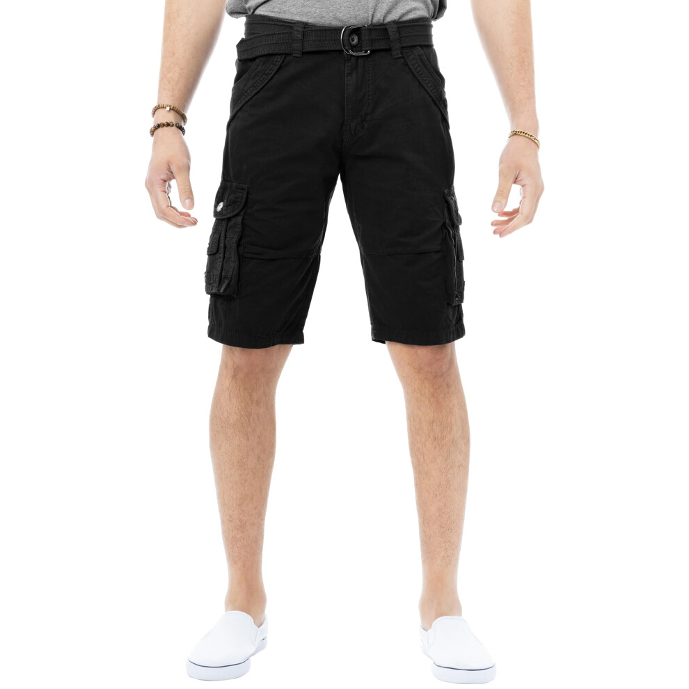 X RAY Mens Cargo Shorts Camo & Solid Colors 12.5"""" Inseam Knee Length Classic Fit Multi Pocket (Big and Tall Shorts for Men)  Twill Taped Black  34