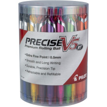 PILOT Precise V5 RT Pfyllningsbara och indragbara rullande kulpennor Extra fin spets 0,5 mm blandade frger Tub med 48