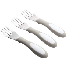 ECR4Kids My First Meal Pal Edelstahlgabeln Kleinkinderbesteck Weiß Hellgrau 3er-Pack
