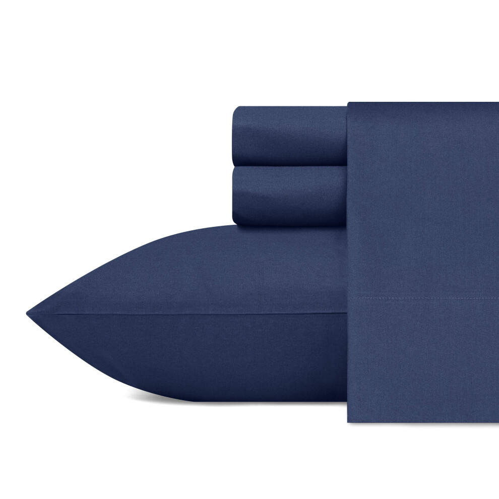 Nautica - Twin XL Sheets Cotton Percale Bedding Set Crisp & Cool Dorm Room Essentials (Captains Navy Twin XL)