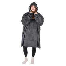 Ash Print Oversized Hoodie Blanket Sweatshirt Comfortable Sherpa Giant Wearable Blankets Gift for Adults Men Women Teenagers Wife Girlfriend Black