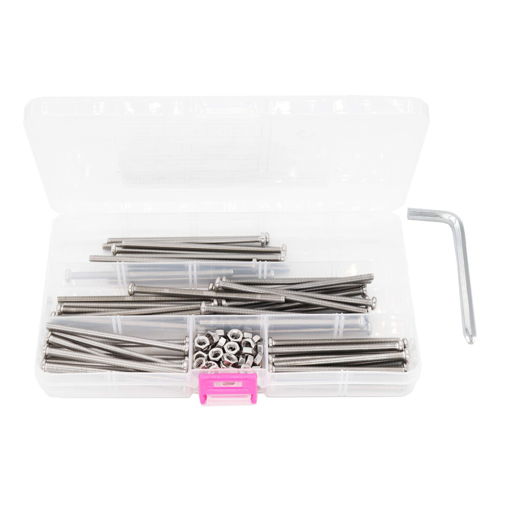 Binifimux 100Pcs Pan Phillips Head M4 Machine Screws Hex Nuts 304 Stainless Steel Assortment Kit M4x60mm/ 65Mm/ 70Mm/ 75Mm/ 80Mm 680727734398