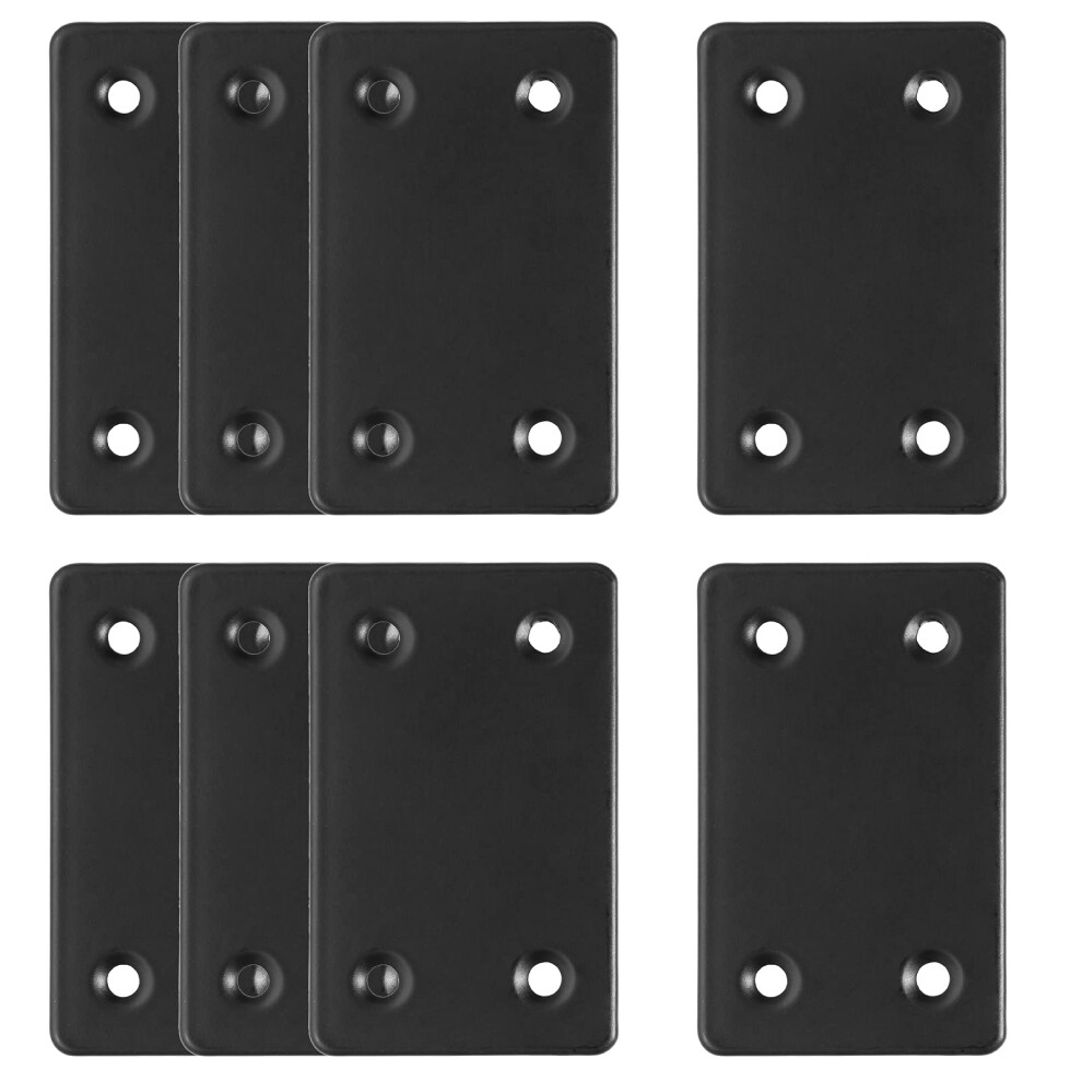 Bonsicoky 8 Pezzi Staffe Piatte Dritte In Acciaio Inox Nero Piastre Di Fissaggio Per Riparazione Ripiani Per Mobili Ripiani Armadi Con Viti (2,4