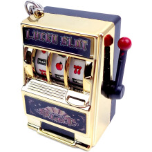 MAGIKON Mini-Spielautomaten-Spielzeug, lustige Glcksspielautomaten-Bank mit Spinnrolle und Schlsselanhnger, schn als kreative Festival-Geschenk-G