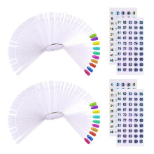 100 ps Fan-Shaped False Nail Color Swatch Sticks with Number Stickers for Color Display Nail Polish Practice Sticks Nail Art Display Nail Color Whe