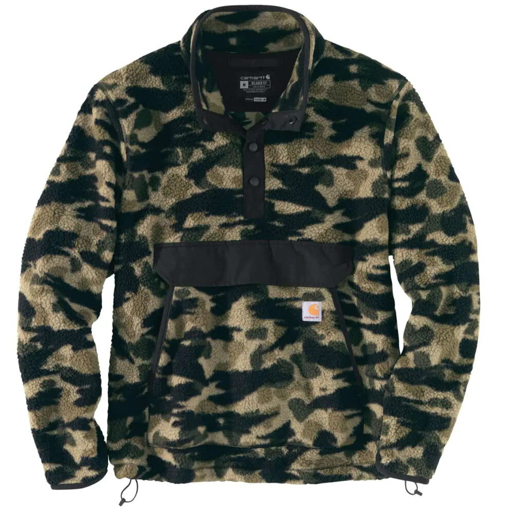 Carhartt Men's Big & Tall Relaxed Fit Fleece Pullover  Black Blind Duck Camo  Large/Tall