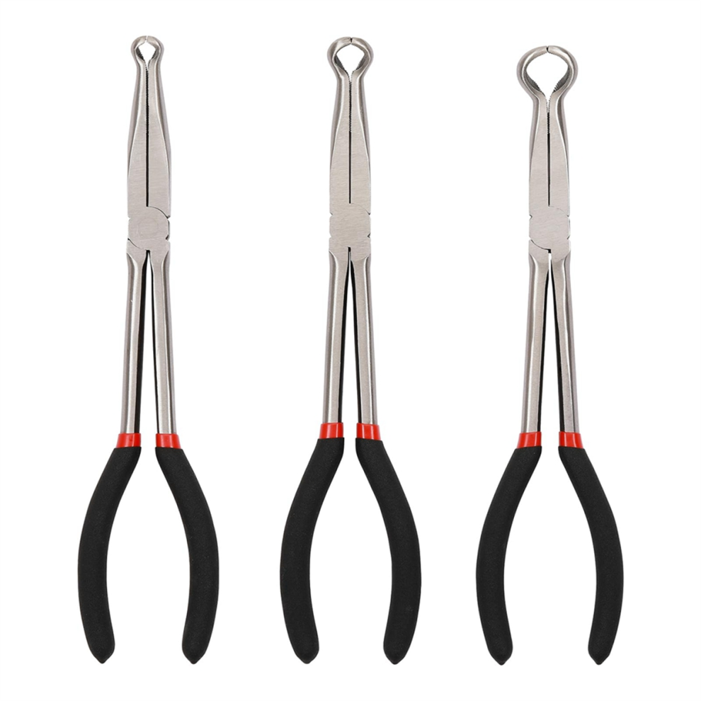 3Pcs 11 Inch Hose Gripper Plier Set,6Mm,13Mm,18Mm Dia,Offset Spark Plug Boot Removal Pliers Serrated Jaws 4852884951284