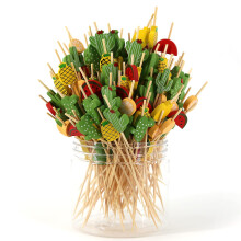 Cocktailpluk 200 tællinger håndlavede pinde træ naturlige bambus tandstikker cocktail sticks festartikler (frugt)