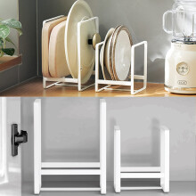 4PCS Plate Holders Organizer Metal Dish Storage Dying Display Rack for Cabinet Counter and Cupboard - White 2 Small and 2 Large