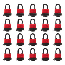Heavy Duty Covered Laminated Steel Keyed Padlocks  Keyed Alike Locks  Waterproof Padlock for Outdoor use  1.4 inch Shackle-Pack of 20