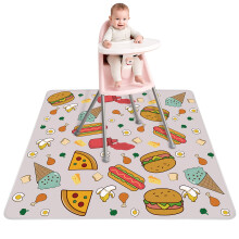 Welspo Splat Mat for Under High Chair Washable Large Baby Splash Mat Anti-Slip Silicone Spot Waterproof Floor Mat Food Catcher Art Craft Leak Proof