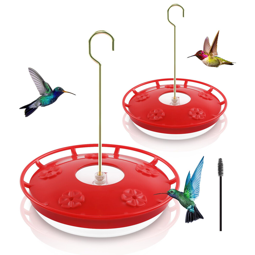 Jiacenird Hummingbird, 2 Confezioni Da 463,6 G A Prova Di Perdite, Mangiatoie Per Uccelli Con 8 Porte Di Alimentazione E 2 Spazzole Per La Pulizia Per Esterni (2 Pezzi) Rosso-image