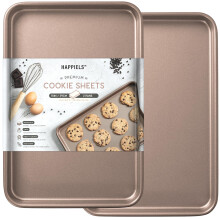 Happiels 10 x 15 pouces NON TOXIQUE NON Stick Stick Set Set de 2 | Feuilles de biscuits antiadhesives pour la cuisson | Ensemble de cartes de cui