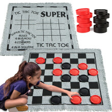 3-i-1 Vintage K?mpe Dam Tic Tac Toe med vendbar m?tte 24 chips Familiebr?tspil Pl?nespil BBQ Party favor indend?rs og udend?rs aktivitet for b?rn