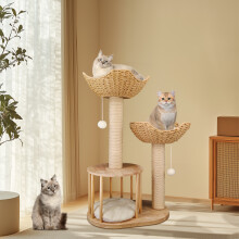 39 inch Height Wooden Cat Tree Tower For Large Cat 3 Tier Cat Tree