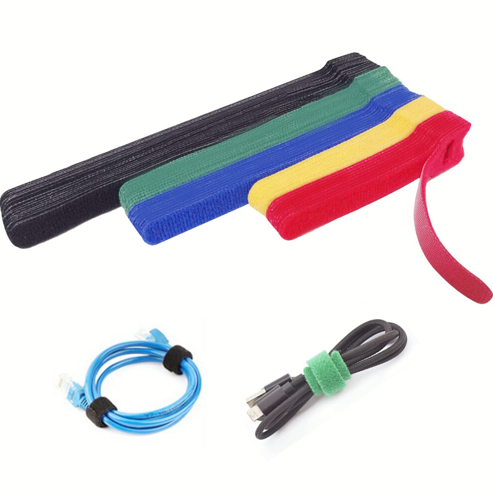 Luscinum 60Pack Reusable Fastening Cable Ties Cord Straps Multi-Purpose Adjustable Fastening Management Organizer Kit With Hook And Loop For Office Ho 727431772077
