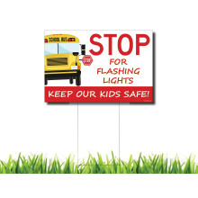 Becks Printing Stop voor knipperende lichten Houd onze kinderen veilig Terug naar school Busveiligheidswerfbord - 24 inch bij 16 inch gazonbord met g
