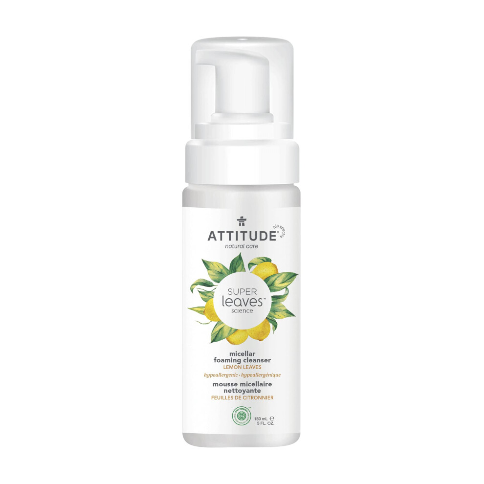Attitude Micellar Foaming Facial Cleanser Ewg Verified Dermatologically Tested Plant And Mineral-Based Vegan Lemon Leaves 5 Fl Oz