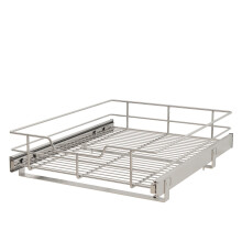 STORKING 1-laags draadmand, uittrekbare plank, lade, opbergorganisator voor keukenonderkasten, verchroomd (17x 22 x 5,3 inch, 1 laag)