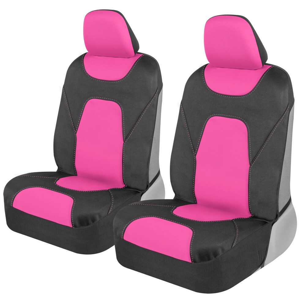Motor Trend AquaShield Car Seat Covers for Front Seats Pink - Two-Tone Waterproof Seat Covers for Cars Neoprene Front Seat Cover Set Interior