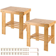 HOIGON 2er-Pack 13 Zoll Bambus-Tritthocker, Bambus-Fu   hocker mit Ablage, Bambus-Tritthocker f   r Zuhause, Garten, Badezimmer