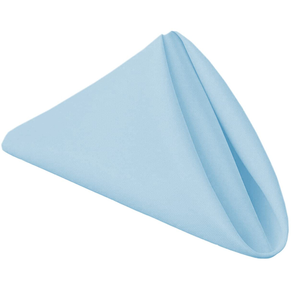 Serviettes en tissu bleu bébé PLOYMONO - Serviettes de table en polyester lavables et solides 43 x 43 cm - Lot de 8 serviettes à bords ourlés - I