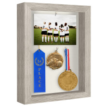 Americanflat 8x10 Shadow Box Frame in Driftwood with Soft Linen Back - Engineered Wood with Shatter-Resistant Glass and Hanging Hardware for Wall and