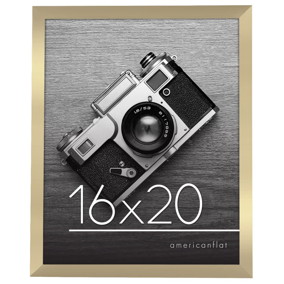 Cadre photo Americanflat 16x20 dor    - Cadre photo avec cadre en bois d'ing   nierie et couvercle en plexiglas poli - Formats horizontaux et vertica