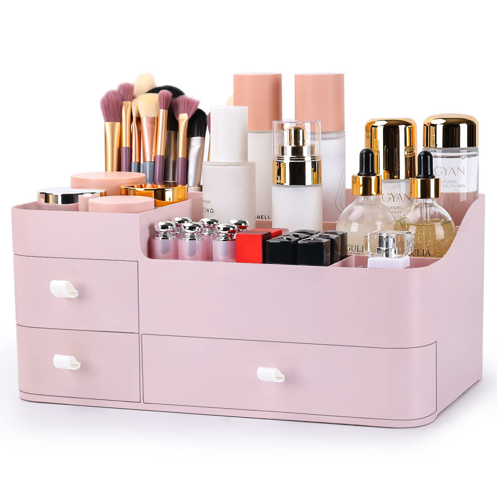 Onxe Makeup Organizer With Drawers Large Capacity Countertop Organizer For Vanity Bathroom And Bedroom Desk Cosmetics Organizer For Skin Care Brushes