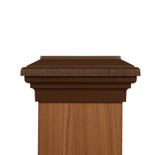 Tapa de poste de 6x6 (5.5"") (caja de 6) | Tapa plana marr   n estilo Newell con tapa cuadrada para cercas exteriores, buzones y terrazas