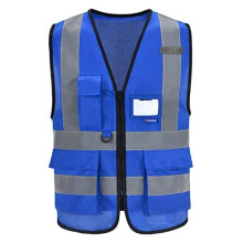 A-SAFETY Niebieska kamizelka odblaskowa Odblaskowa kamizelka robocza Hi Vis Jasny neonowy kolor z 4 paskami odblaskowymi 7 małych kieszeni