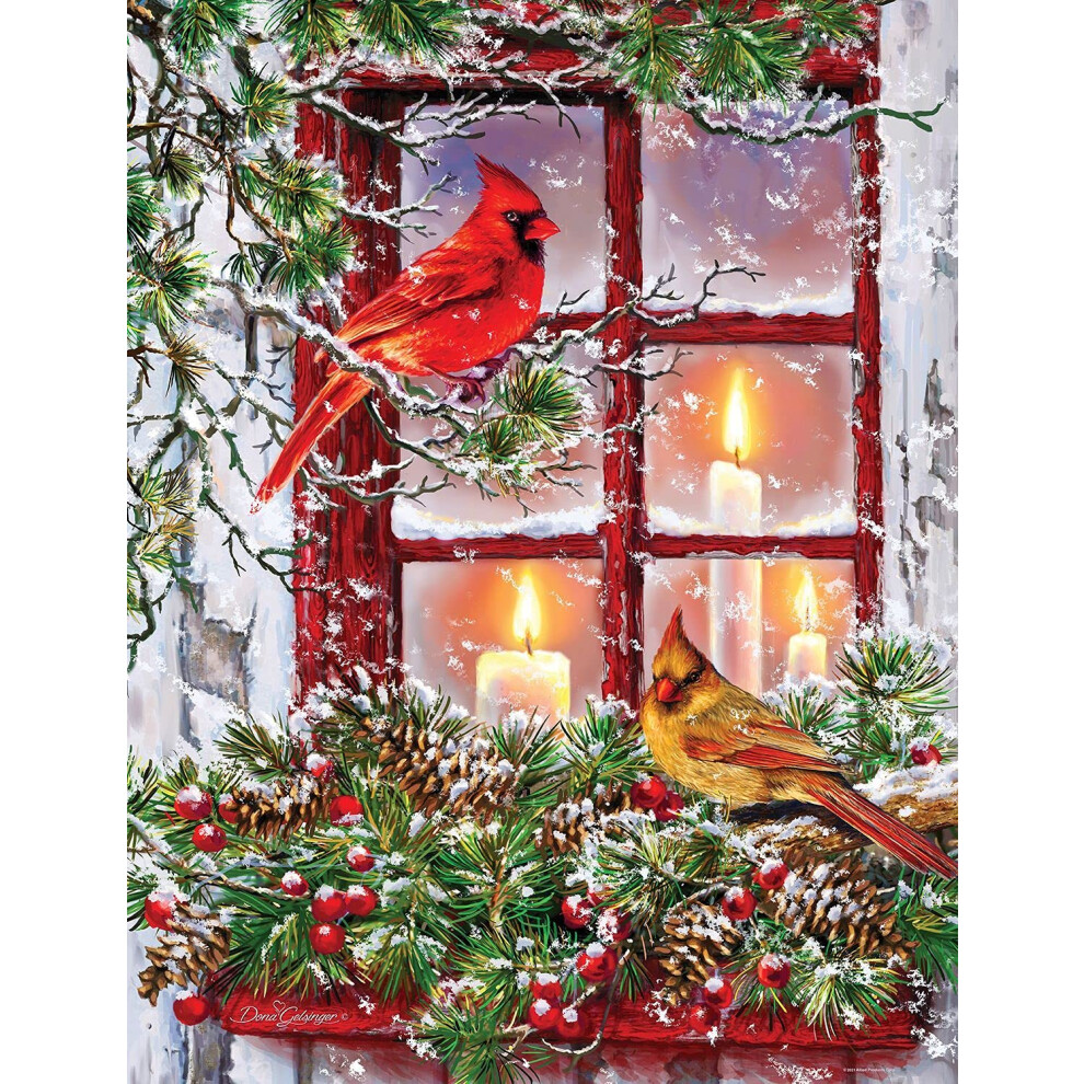 Photos - Jigsaw Puzzle / Mosaic Springbok 500 Piece Jigsaw Puzzle for Adults - Together for Christmas Features a Pair of Cardinals on a Snowy Winter's Holid